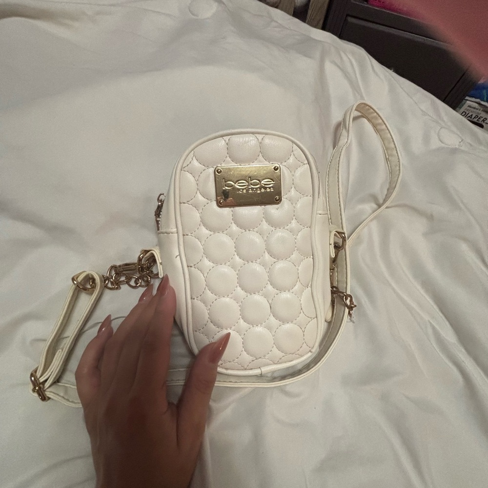Bebe Ivory Quilted Crossbody Bag